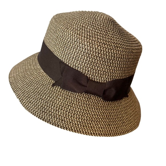 Nine West Straw Bucket Hat With Bow Women’s New Without Tag Brown Tan Preppy - Picture 1 of 12